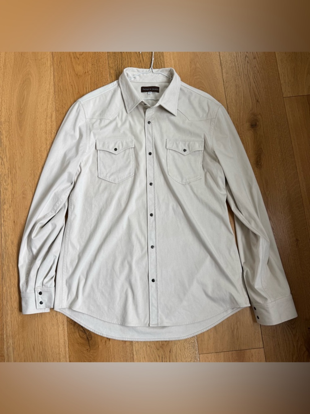 PATRICK JAMES TRUE GRIT WESTERN LONG SLEEVE BUTTON DOWN SHIRT FAUX NUBUCK SZ 46